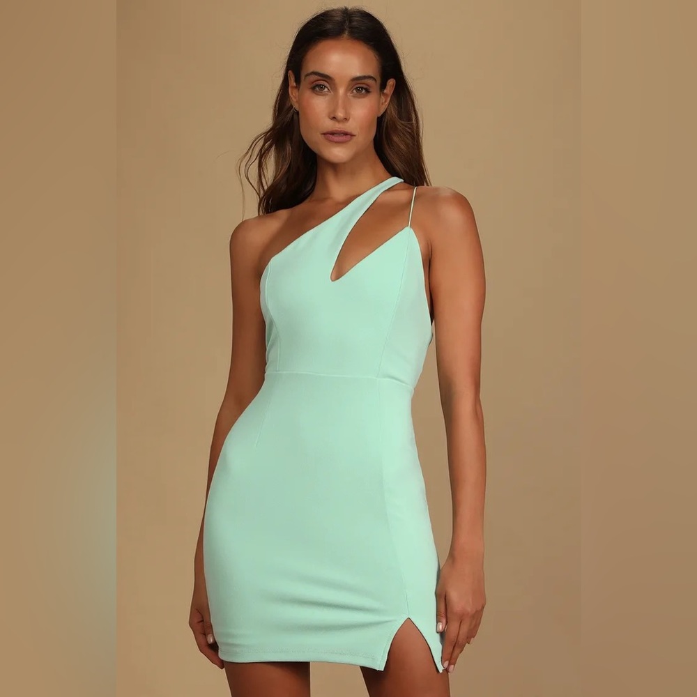 Poised to Party Mint One-Shoulder Bodycon Mini Dress